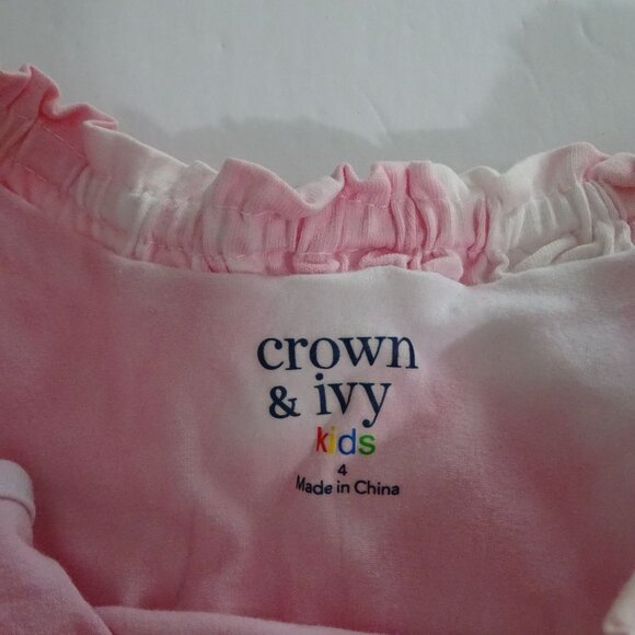 Crown and Ivy Pink Tie Dye Ruffle Romper Shorts Girls Size 4 Summer Pockets - Picture 6 of 8